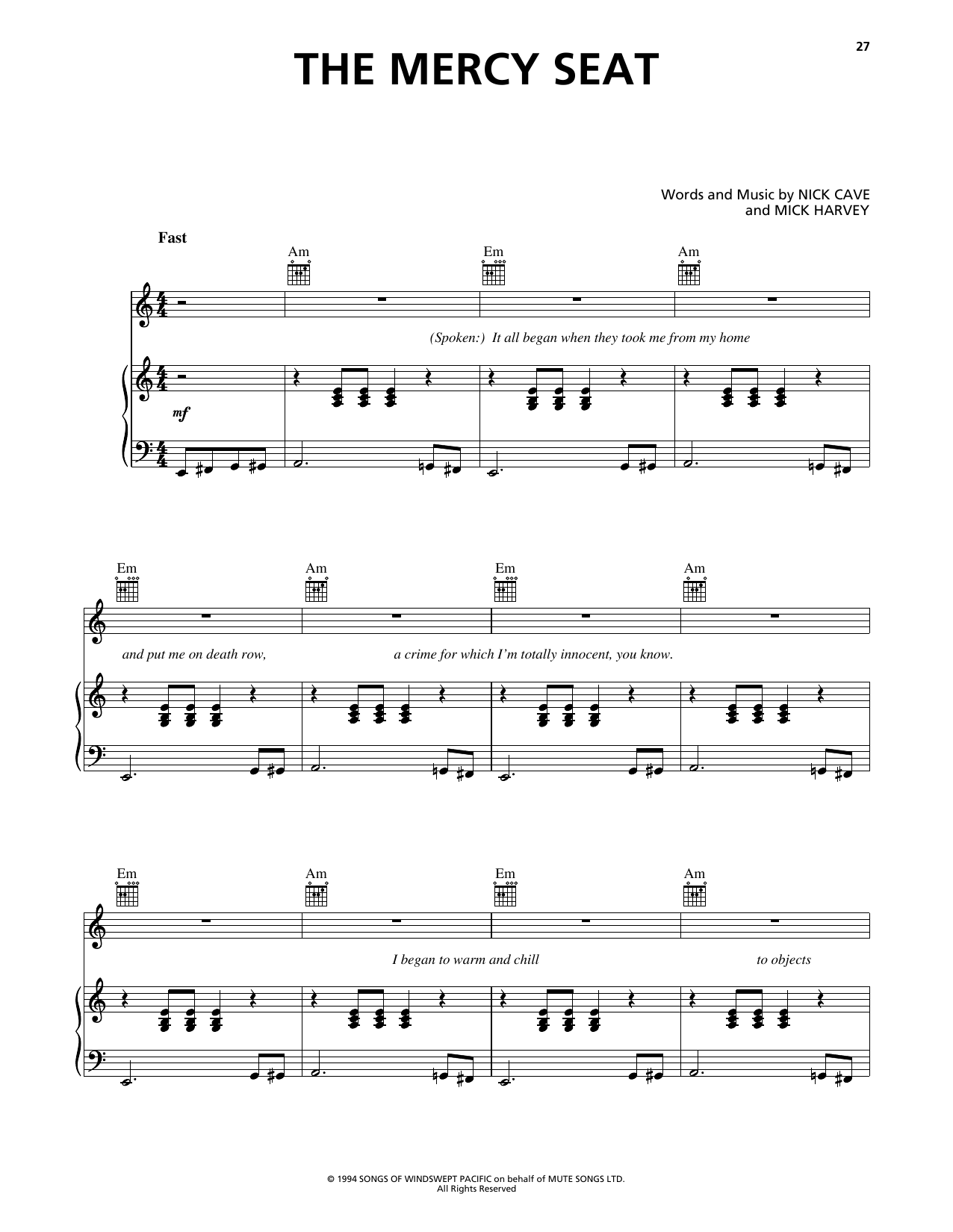 Download Johnny Cash The Mercy Seat Sheet Music and learn how to play Lyrics & Chords PDF digital score in minutes