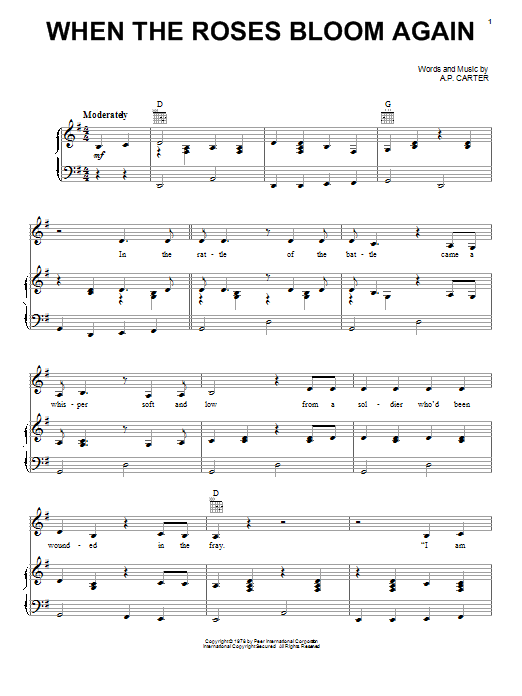 Download Johnny Cash When The Roses Bloom Again Sheet Music and learn how to play Piano, Vocal & Guitar (Right-Hand Melody) PDF digital score in minutes