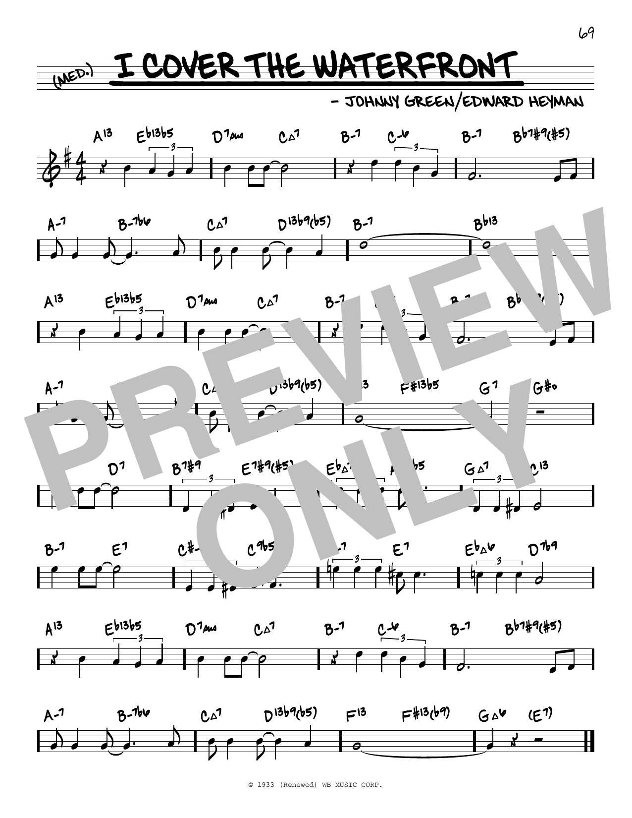 Download Johnny Green I Cover The Waterfront (arr. David Hazeltine) Sheet Music and learn how to play Real Book – Enhanced Chords PDF digital score in minutes