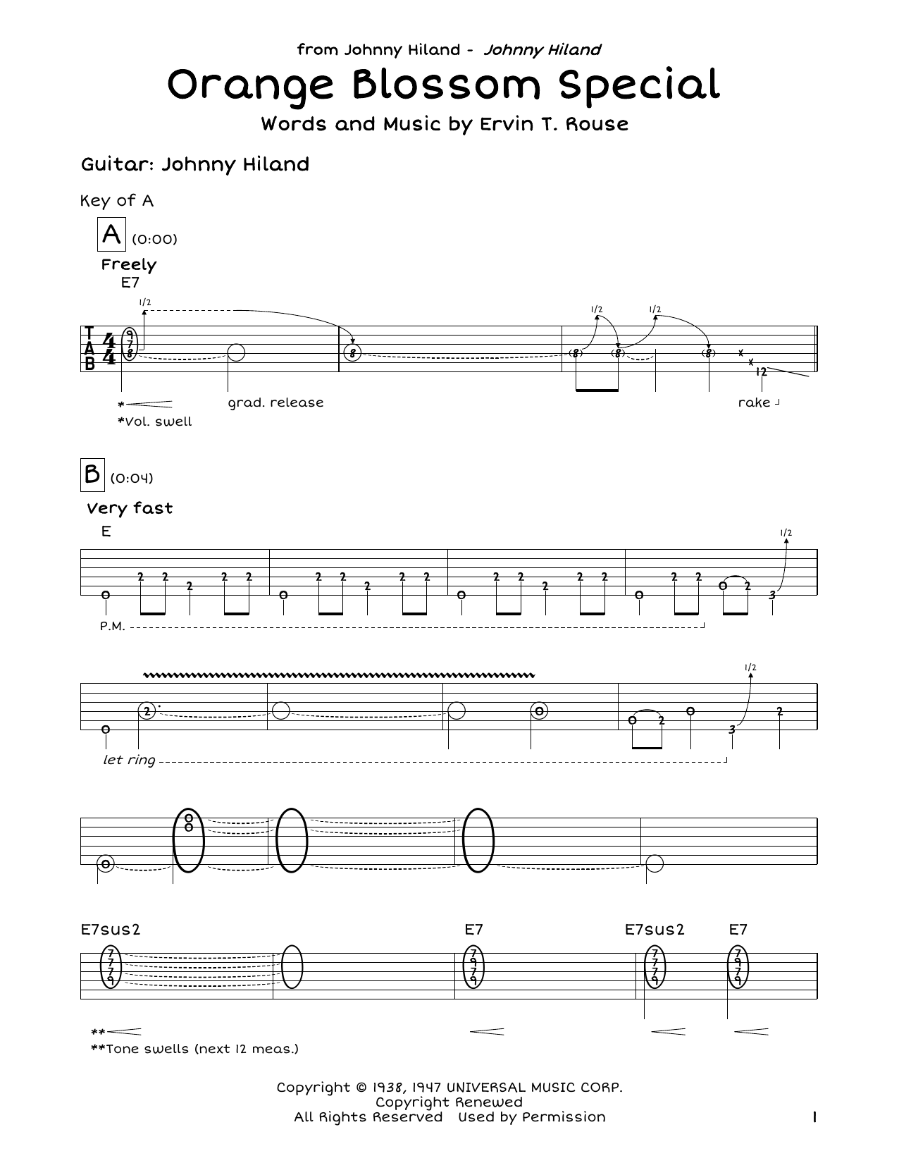 Download Johnny Cash Orange Blossom Special Sheet Music and learn how to play Guitar Tab PDF digital score in minutes