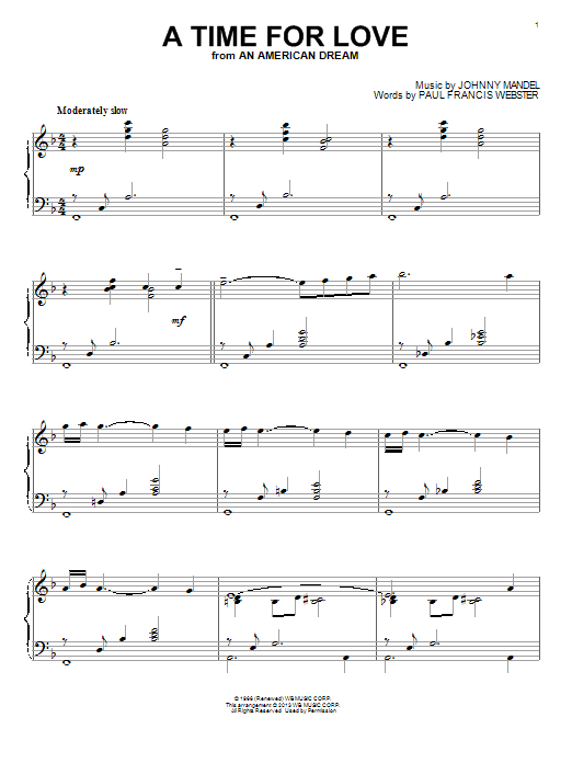 Download Johnny Mandel A Time For Love Sheet Music and learn how to play Melody Line, Lyrics & Chords PDF digital score in minutes