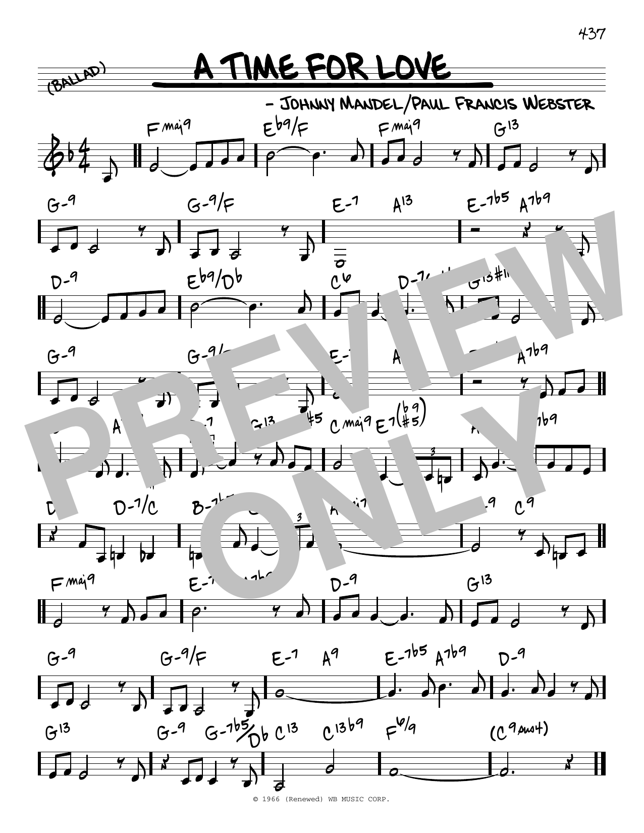 Download Johnny Mandel and Paul Francis Webster A Time For Love Sheet Music and learn how to play Real Book – Melody & Chords PDF digital score in minutes