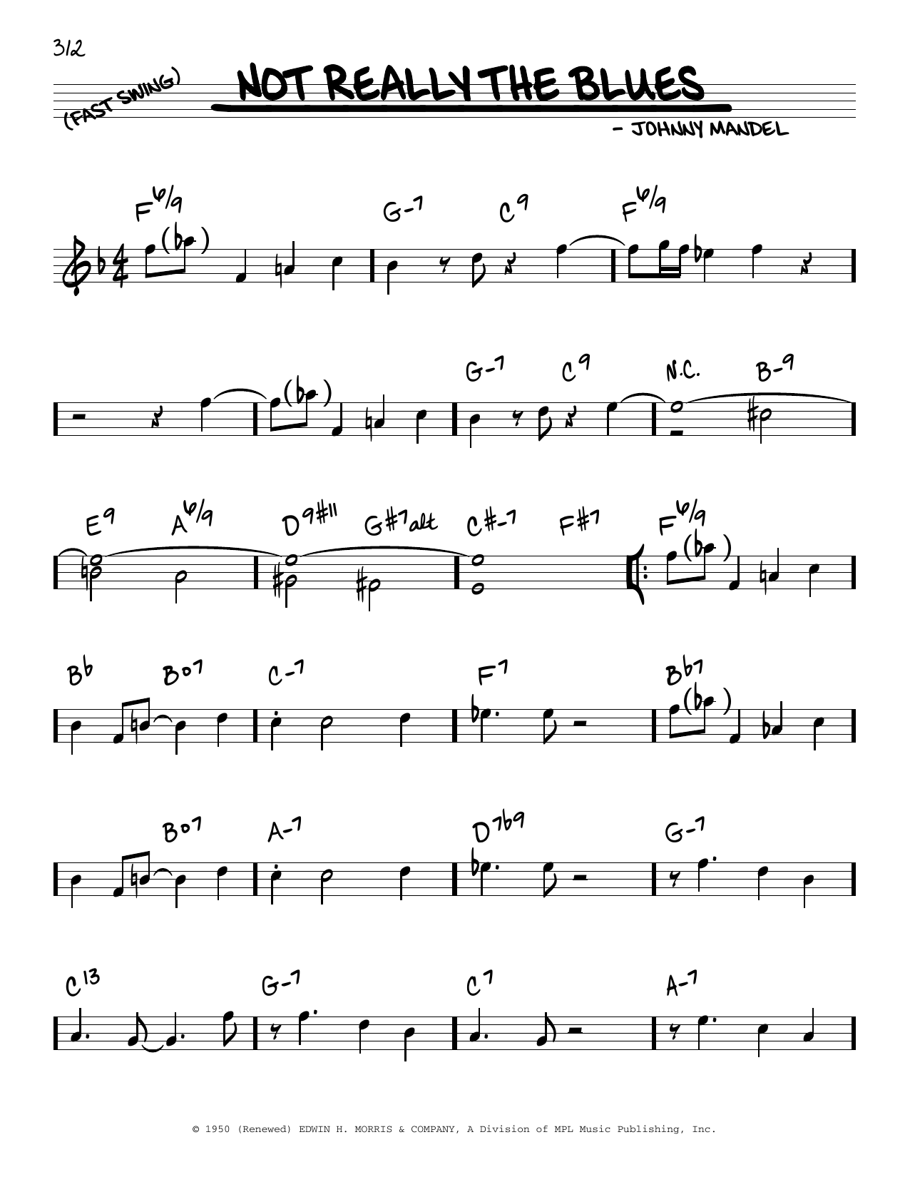 Download Johnny Mandel Not Really The Blues Sheet Music and learn how to play Real Book – Melody & Chords PDF digital score in minutes