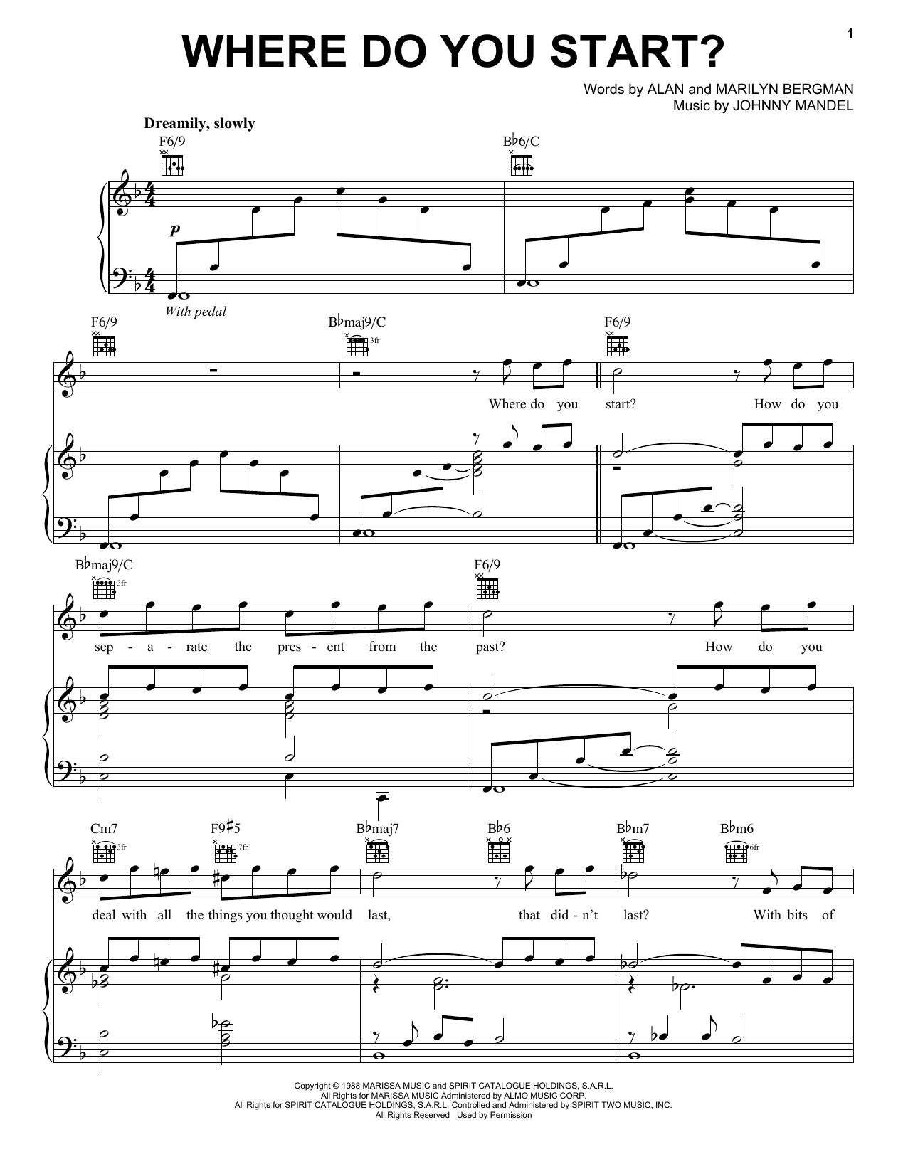 Download Johnny Mandel Where Do You Start? Sheet Music and learn how to play Real Book – Melody & Chords PDF digital score in minutes