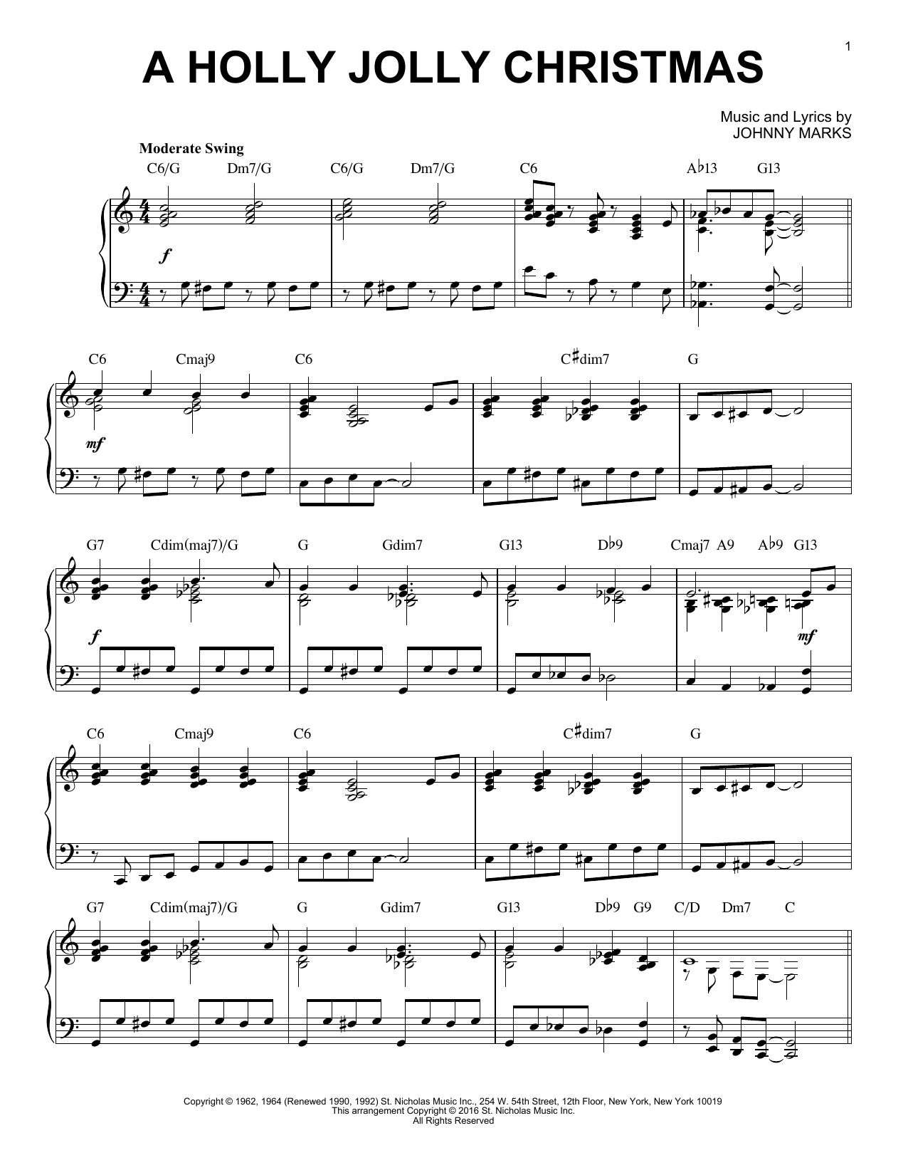 Download Johnny Marks A Holly Jolly Christmas Sheet Music and learn how to play Piano PDF digital score in minutes
