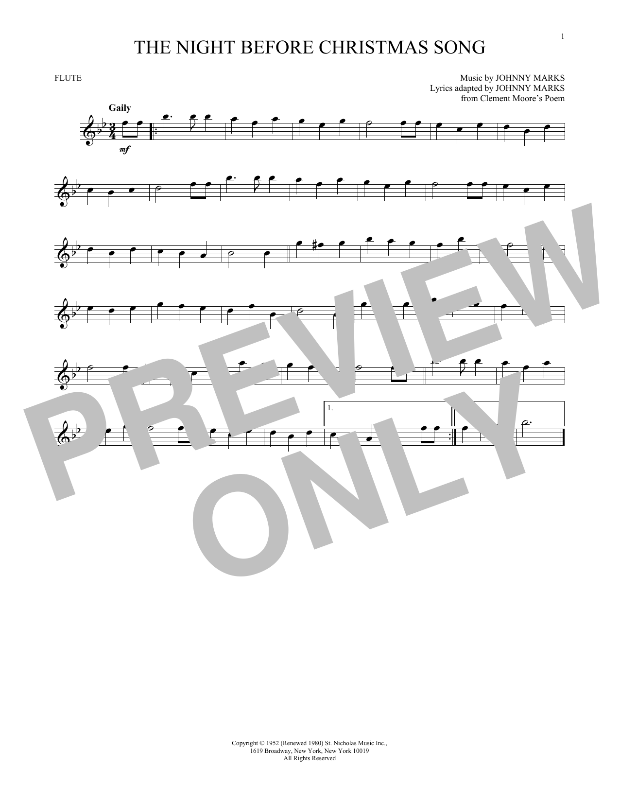 Download Johnny Marks The Night Before Christmas Song Sheet Music and learn how to play Tenor Saxophone PDF digital score in minutes