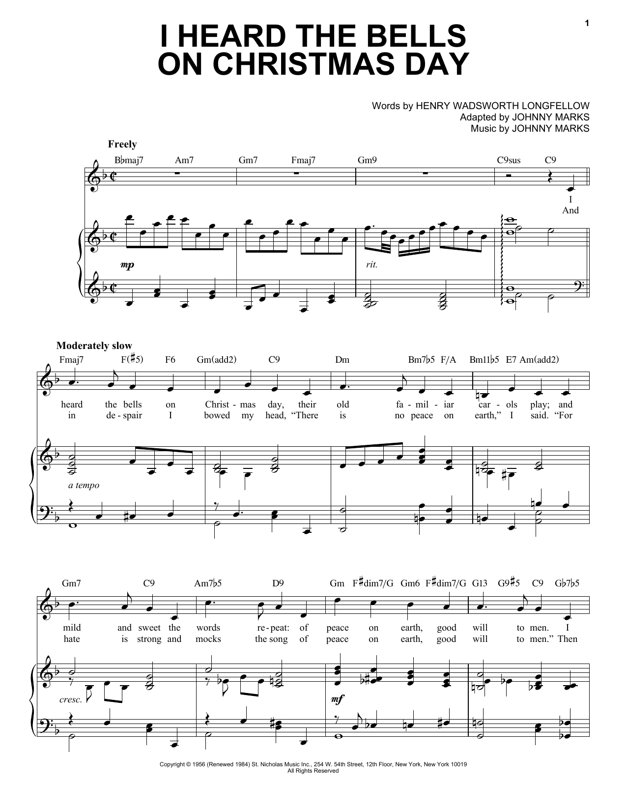 Download Johnny Marks I Heard The Bells On Christmas Day [Jazz Version] (arr. Brent Edstrom) Sheet Music and learn how to play Piano & Vocal PDF digital score in minutes