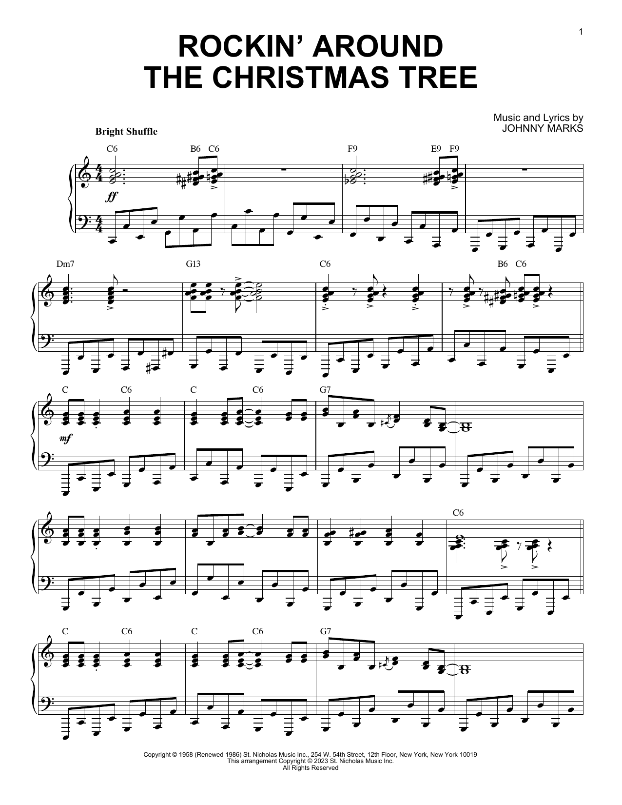 Download Johnny Marks Rockin' Around The Christmas Tree [Boogie Woogie version] (arr. Brent Edstrom) Sheet Music and learn how to play Piano Solo PDF digital score in minutes