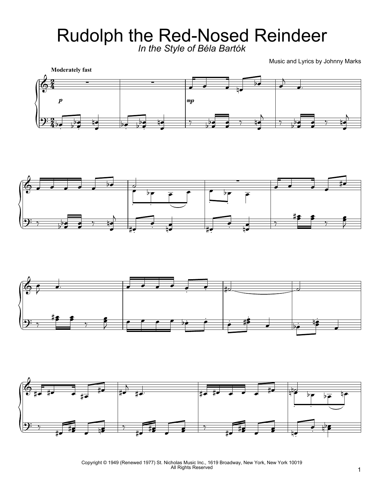 Download Johnny Marks Rudolph The Red-Nosed Reindeer Sheet Music and learn how to play Piano PDF digital score in minutes