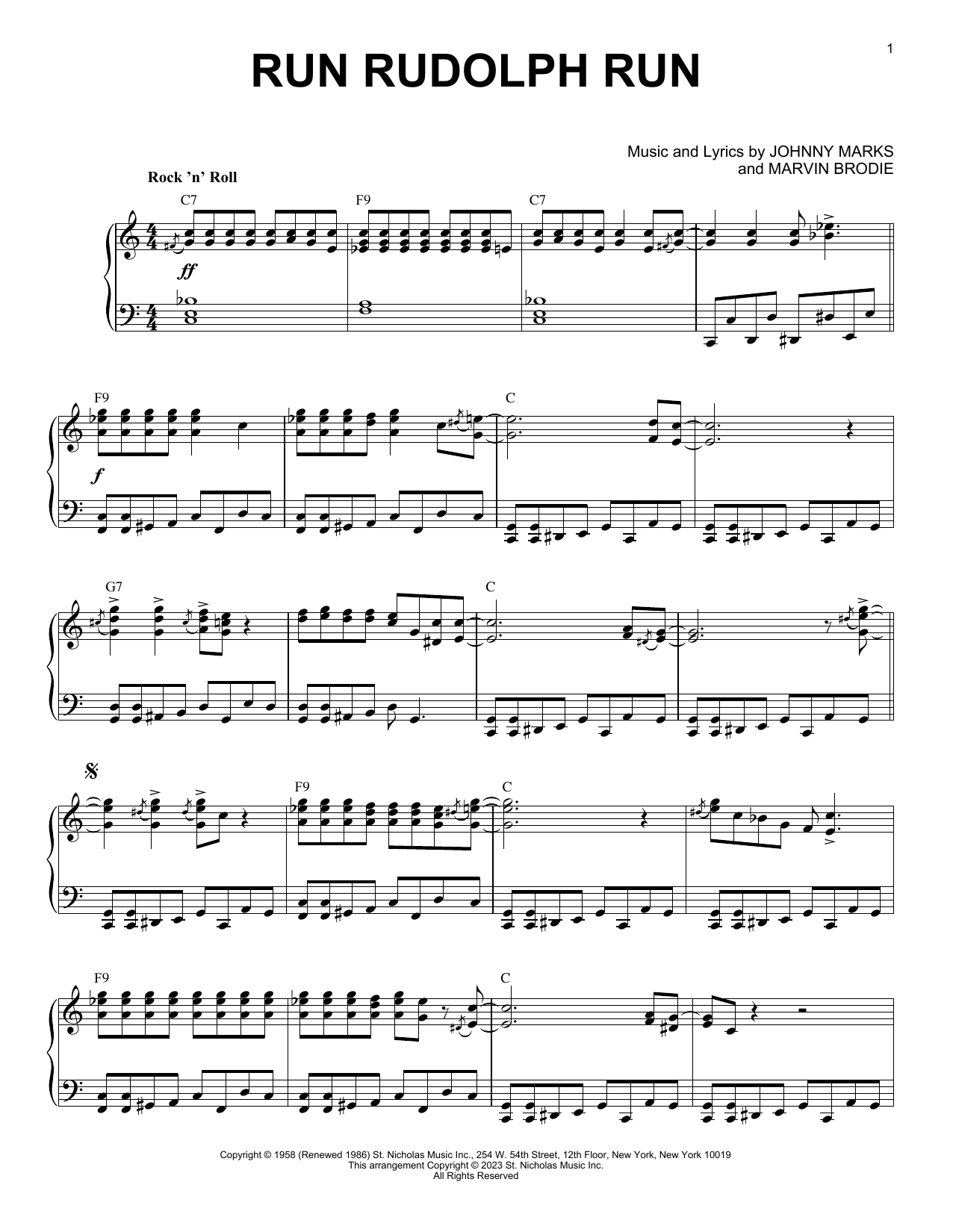 Download Johnny Marks Run Rudolph Run [Boogie Woogie version] (arr. Brent Edstrom) Sheet Music and learn how to play Piano Solo PDF digital score in minutes