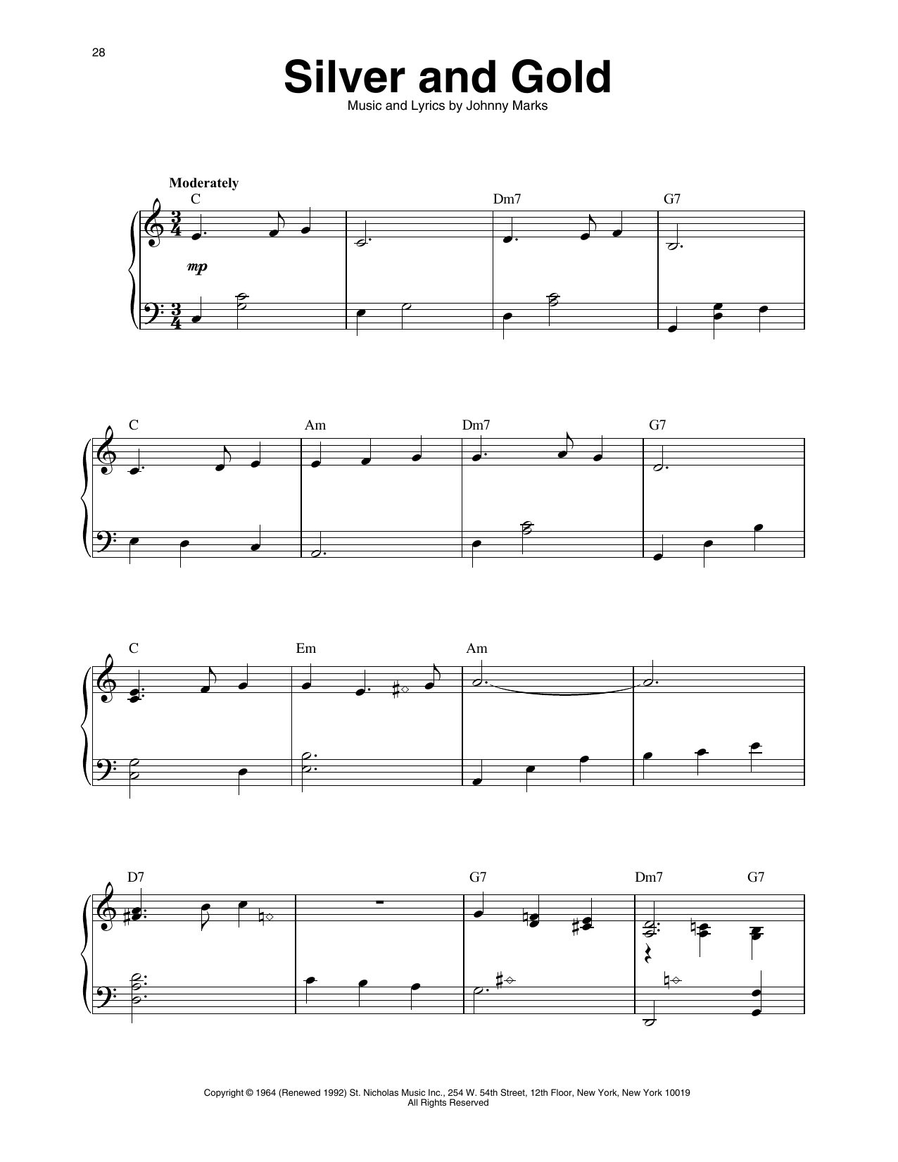 Download Johnny Marks Silver And Gold (arr. Maeve Gilchrist) Sheet Music and learn how to play Harp PDF digital score in minutes