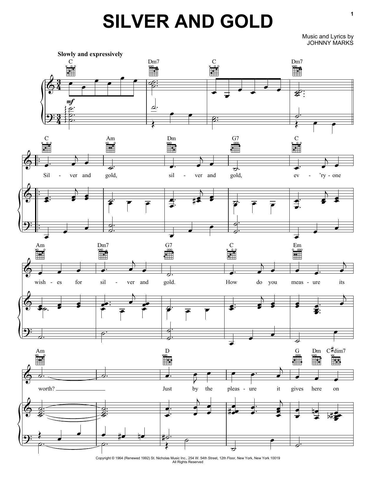 Download Johnny Marks Silver And Gold Sheet Music and learn how to play Viola PDF digital score in minutes