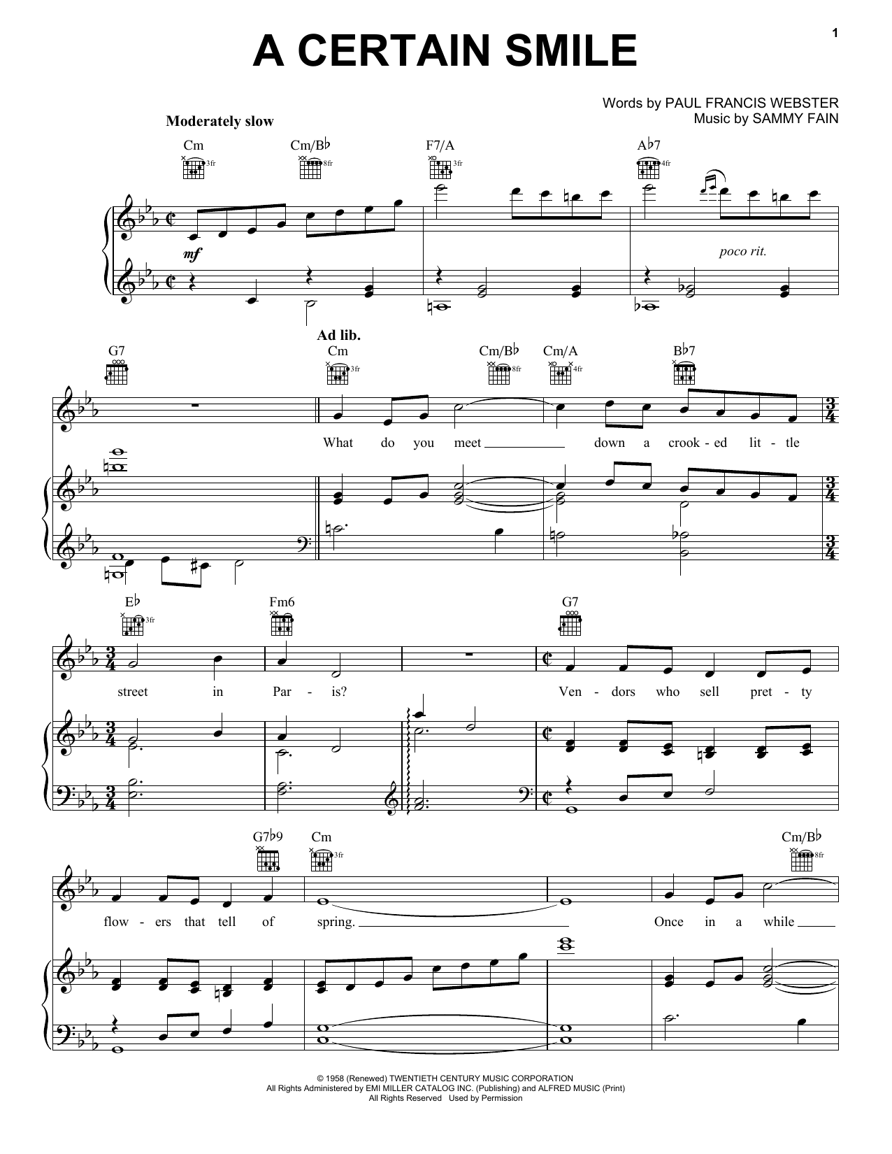 Download Johnny Mathis A Certain Smile Sheet Music and learn how to play Keyboard PDF digital score in minutes