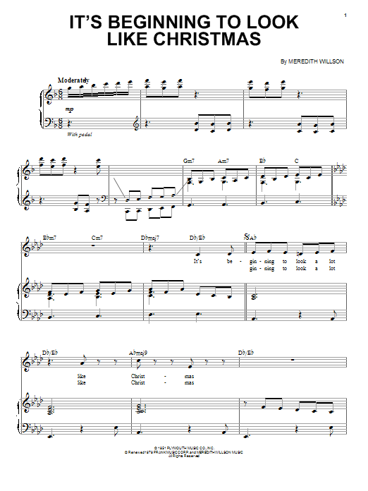 Download Johnny Mathis It's Beginning To Look Like Christmas Sheet Music and learn how to play Piano & Vocal PDF digital score in minutes