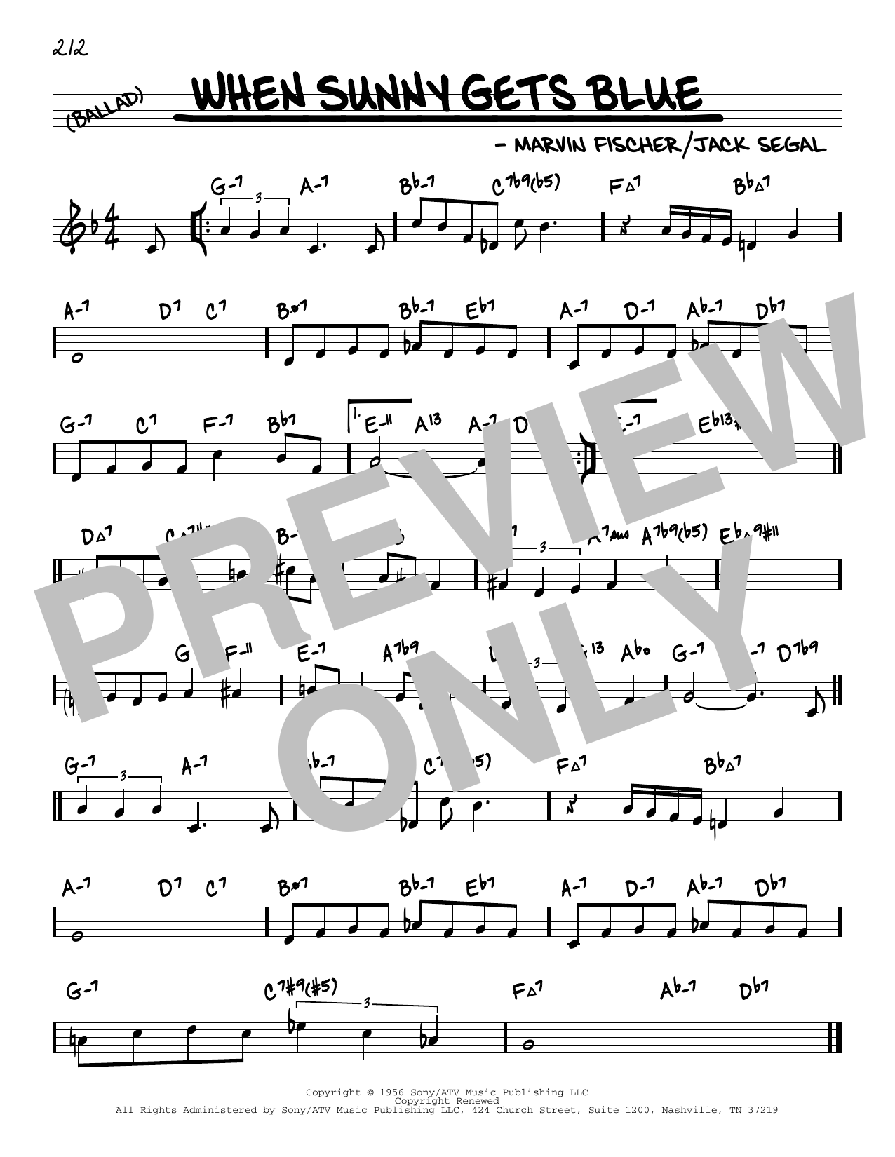 Download Johnny Mathis When Sunny Gets Blue (arr. David Hazeltine) Sheet Music and learn how to play Real Book – Enhanced Chords PDF digital score in minutes