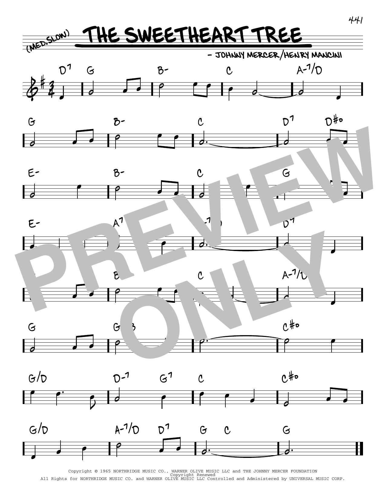 Download Johnny Mercer & Henry Mancini The Sweetheart Tree Sheet Music and learn how to play Real Book – Melody & Chords PDF digital score in minutes