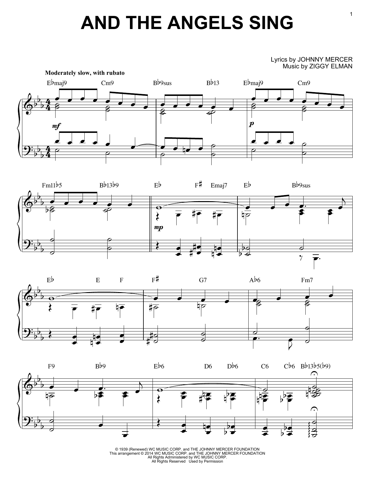 Download Johnny Mercer And The Angels Sing Sheet Music and learn how to play Piano PDF digital score in minutes