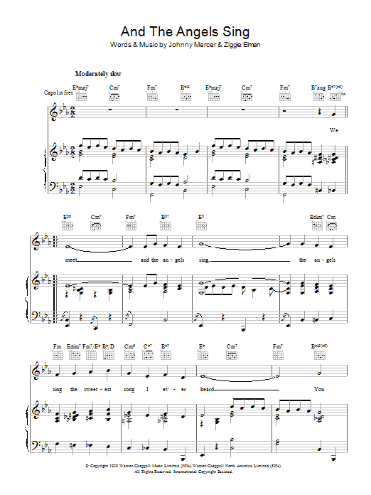 Download Johnny Mercer And The Angels Sing Sheet Music and learn how to play Piano, Vocal & Guitar (Right-Hand Melody) PDF digital score in minutes