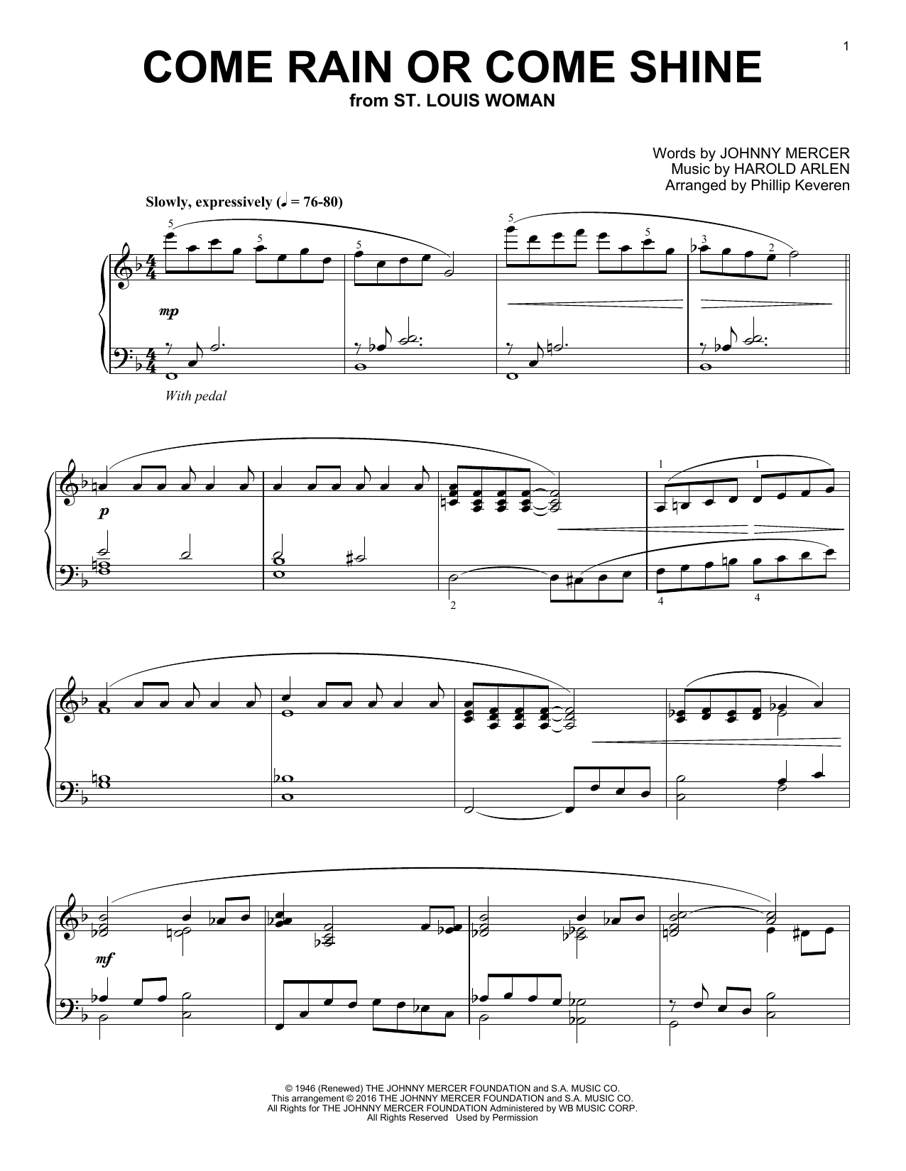 Download Phillip Keveren Come Rain Or Come Shine Sheet Music and learn how to play Piano PDF digital score in minutes