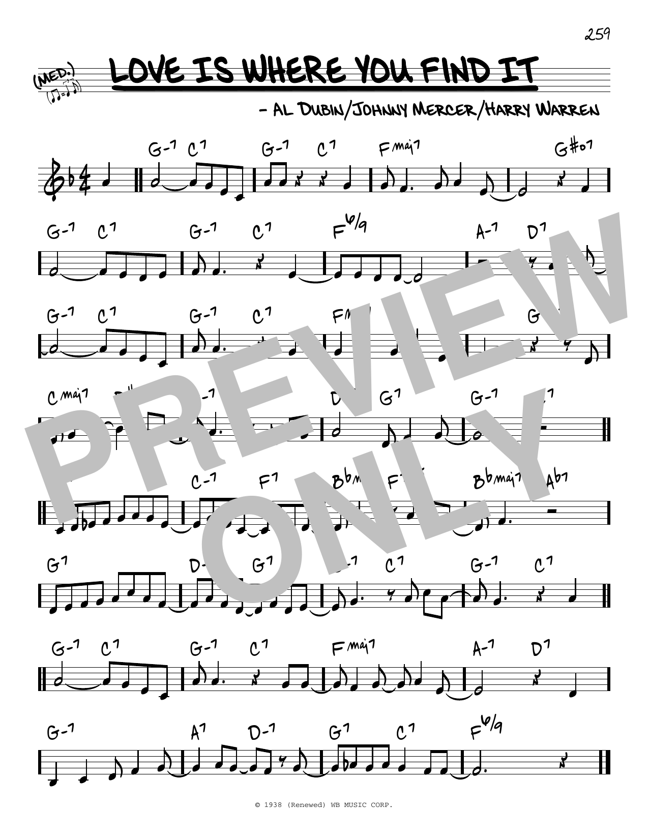 Download Johnny Mercer, Harry Warren and Al Dubin Love Is Where You Find It Sheet Music and learn how to play Real Book – Melody & Chords PDF digital score in minutes