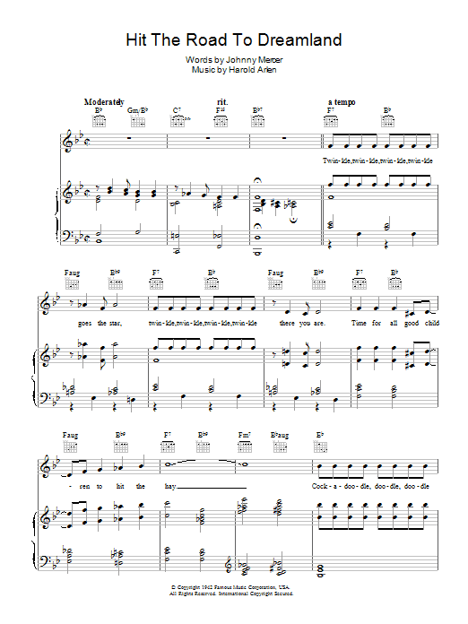 Download Johnny Mercer Hit The Road To Dreamland Sheet Music and learn how to play Piano, Vocal & Guitar (Right-Hand Melody) PDF digital score in minutes