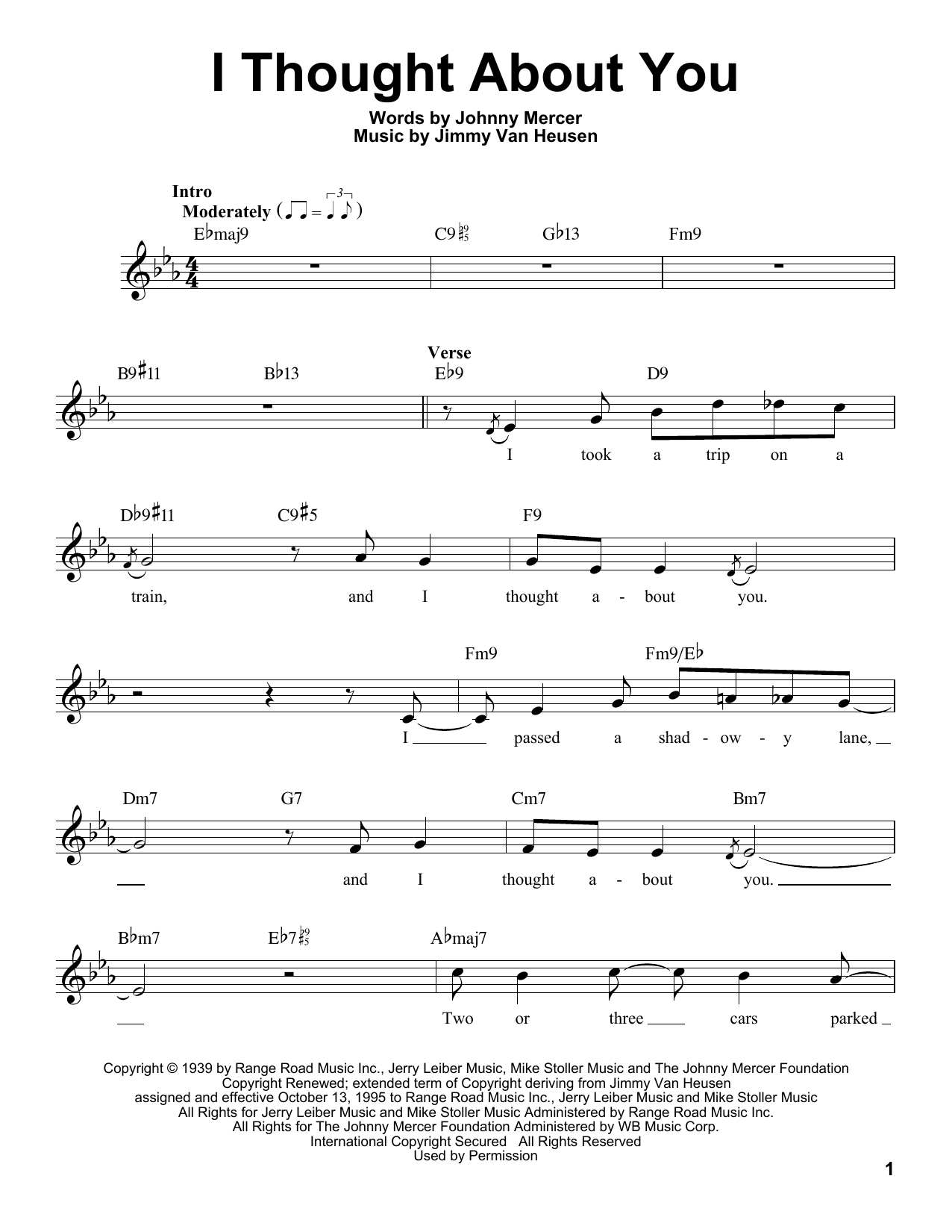 Download Johnny Mercer I Thought About You Sheet Music and learn how to play Voice PDF digital score in minutes