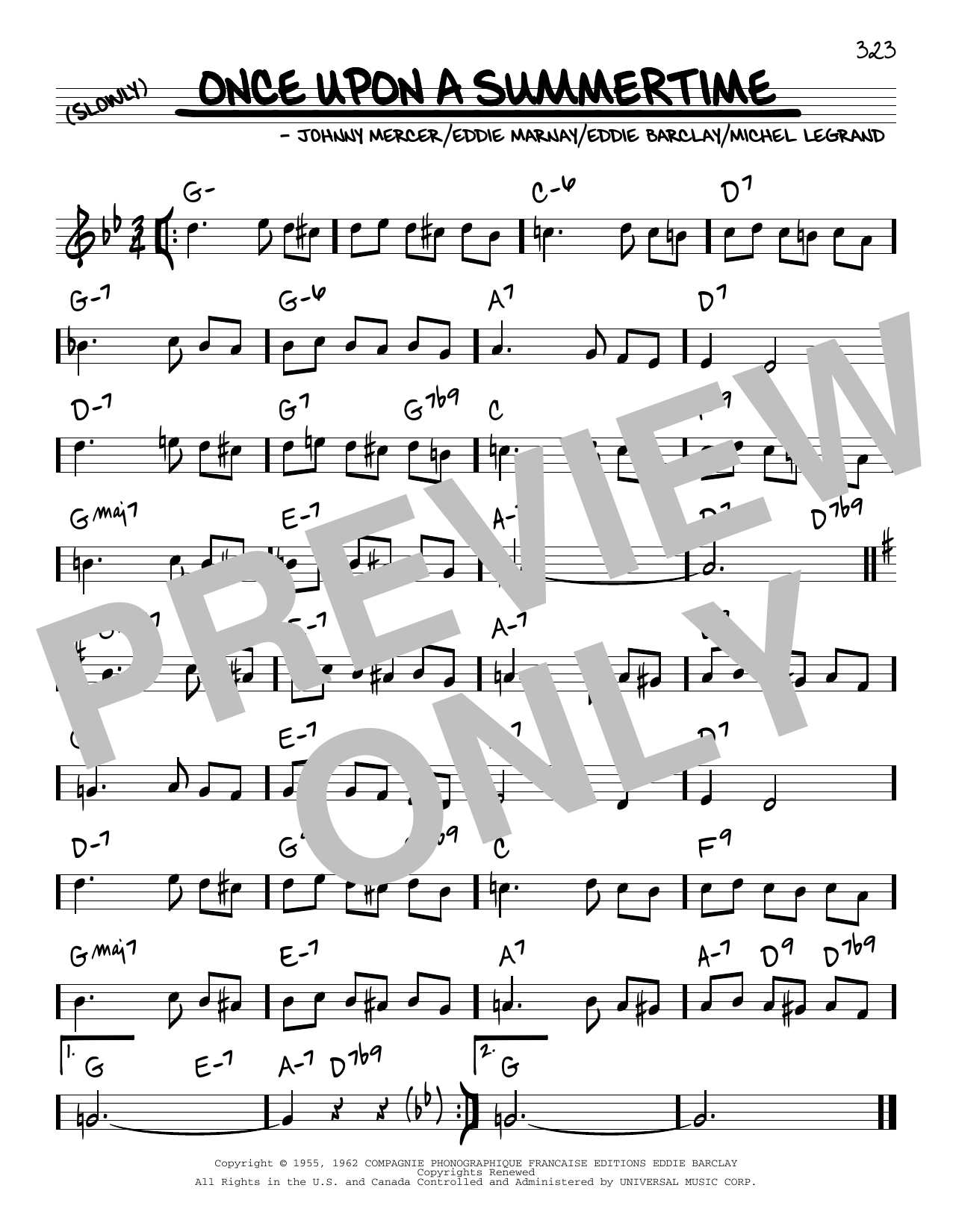 Download Johnny Mercer Once Upon A Summertime Sheet Music and learn how to play Real Book – Melody & Chords PDF digital score in minutes