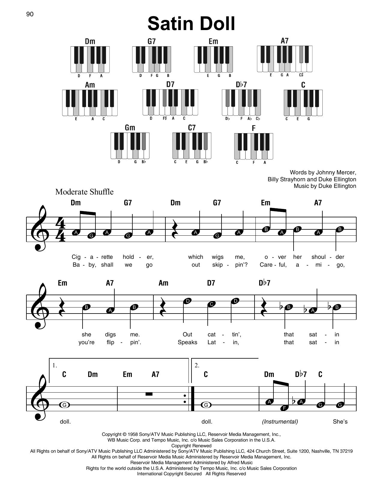 Download Johnny Mercer Satin Doll Sheet Music and learn how to play Super Easy Piano PDF digital score in minutes
