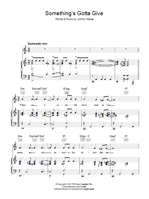 Download Johnny Mercer Something's Gotta Give Sheet Music and learn how to play Piano, Vocal & Guitar PDF digital score in minutes