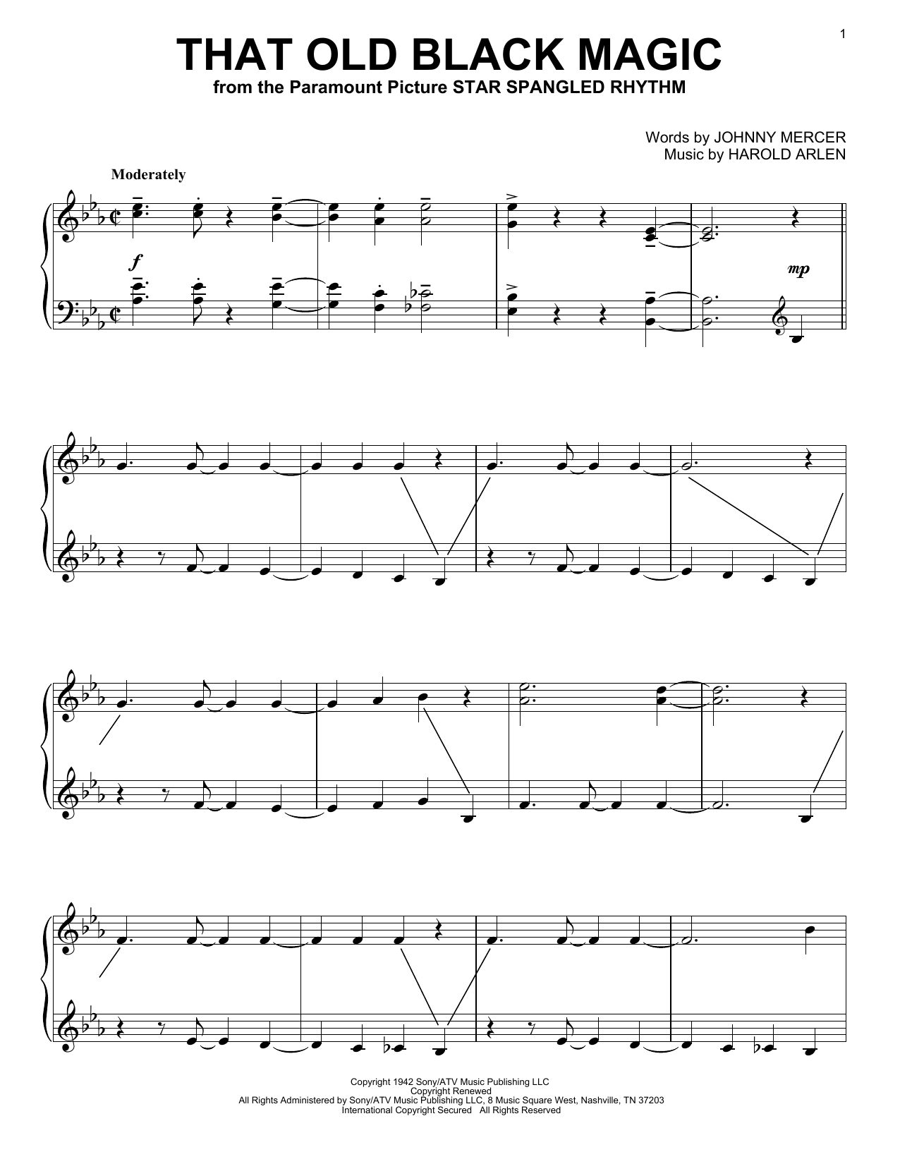 Download Harold Arlen That Old Black Magic Sheet Music and learn how to play Piano PDF digital score in minutes