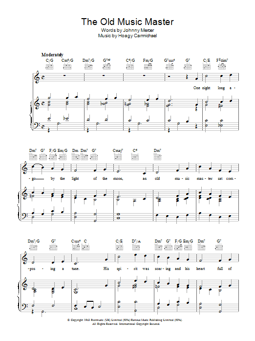 Download Johnny Mercer The Old Music Master Sheet Music and learn how to play Piano, Vocal & Guitar (Right-Hand Melody) PDF digital score in minutes