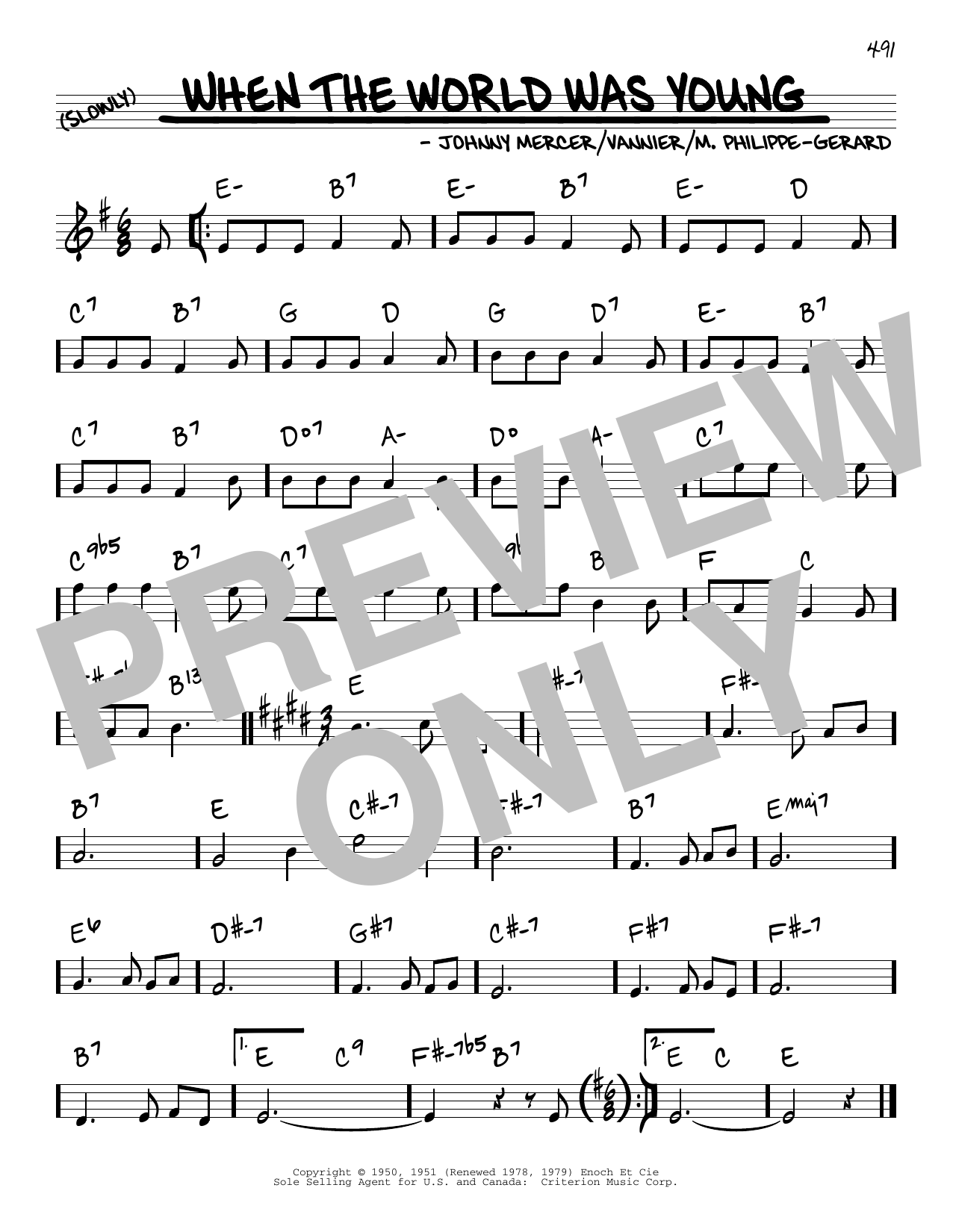 Download Johnny Mercer When The World Was Young Sheet Music and learn how to play Real Book – Melody & Chords PDF digital score in minutes