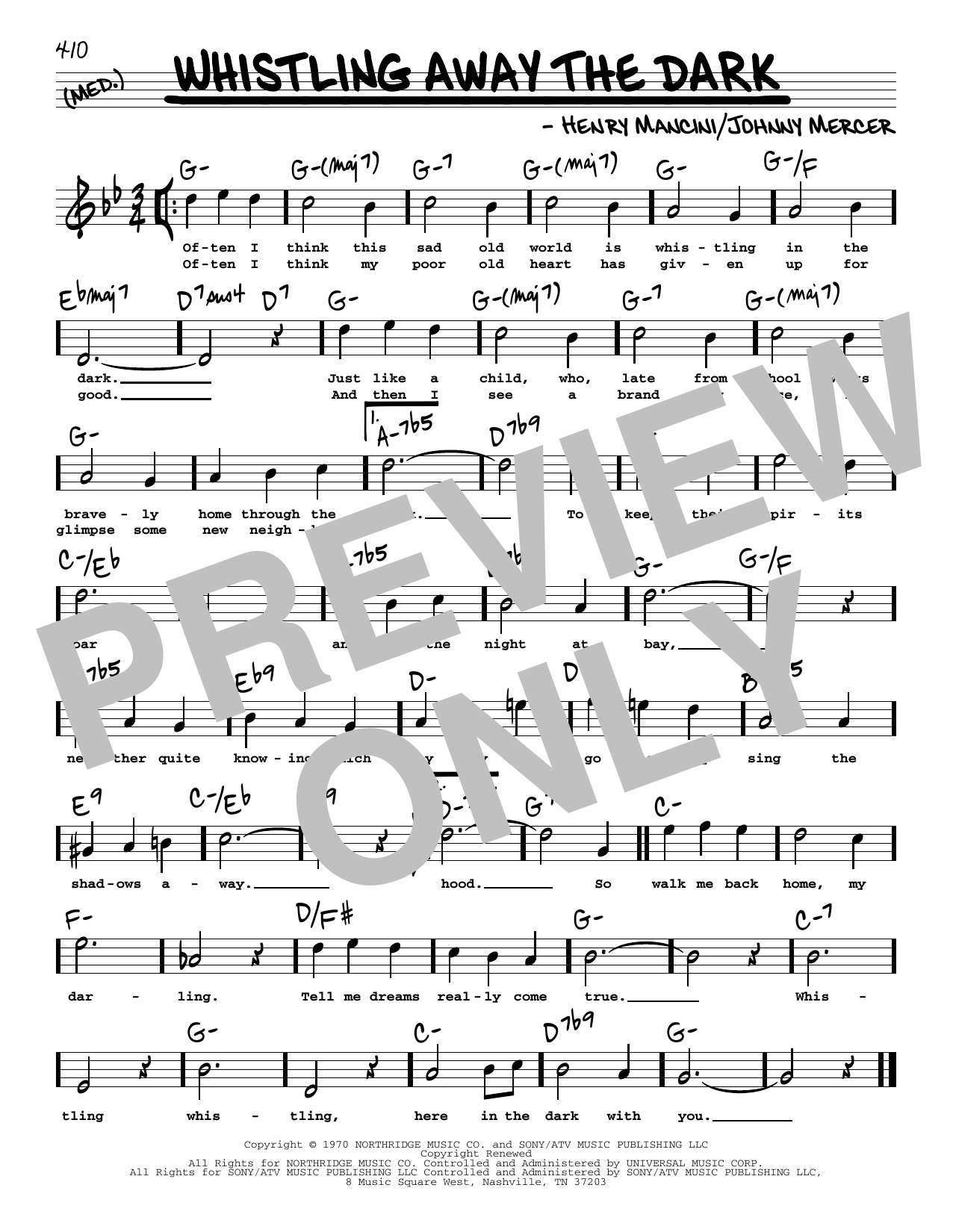 Download Johnny Mercer Whistling Away The Dark (High Voice) Sheet Music and learn how to play Real Book – Melody, Lyrics & Chords PDF digital score in minutes