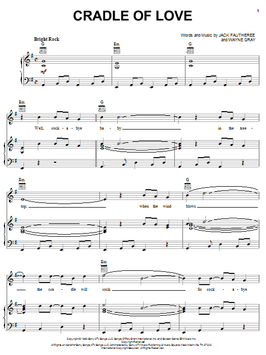 Download Johnny Preston Cradle Of Love Sheet Music and learn how to play Melody Line, Lyrics & Chords PDF digital score in minutes