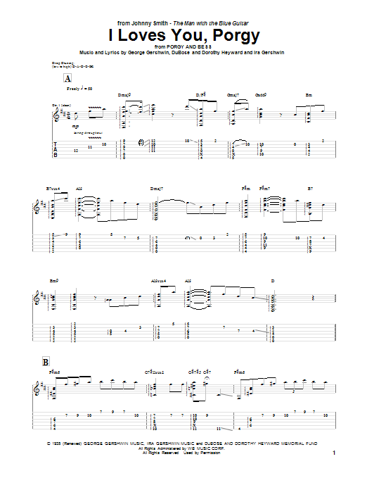 Download Johnny Smith I Loves You, Porgy Sheet Music and learn how to play Guitar Tab PDF digital score in minutes