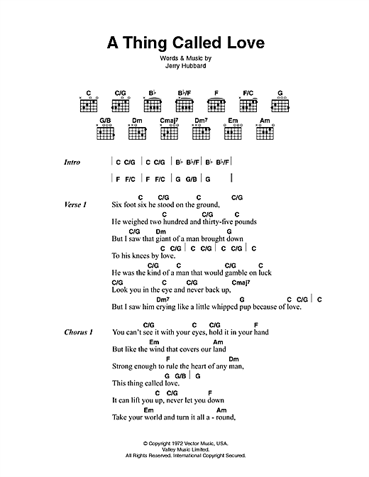 Download Johnny Cash A Thing Called Love Sheet Music and learn how to play Lyrics & Chords PDF digital score in minutes