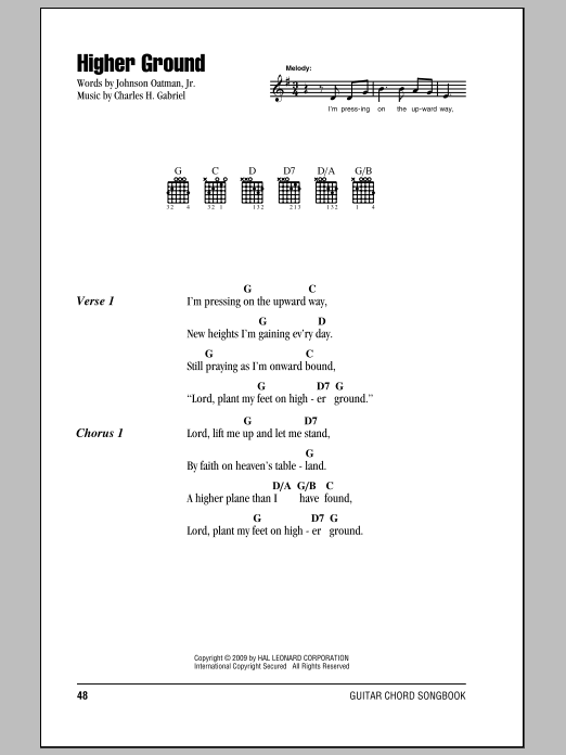 Download Johnson Oatman Jr. Higher Ground Sheet Music and learn how to play Lyrics & Chords PDF digital score in minutes