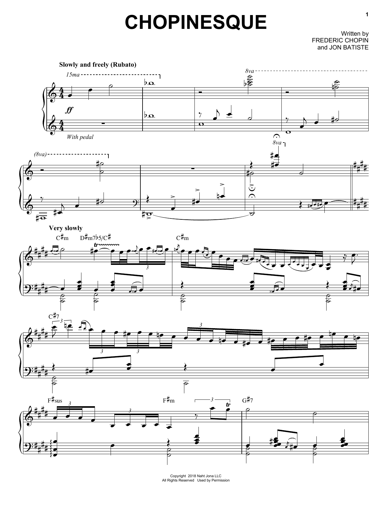 Download Jon Batiste Chopinesque Sheet Music and learn how to play Piano Solo PDF digital score in minutes