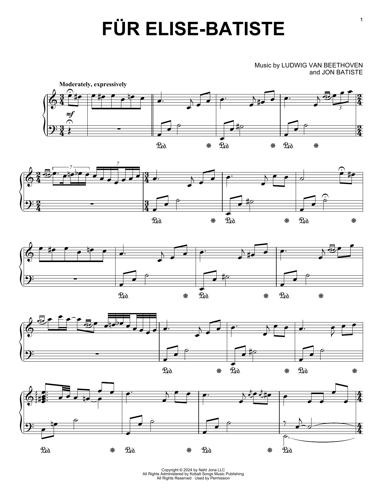 Download Jon Batiste Fur Elise - Batiste Sheet Music and learn how to play Piano Solo PDF digital score in minutes