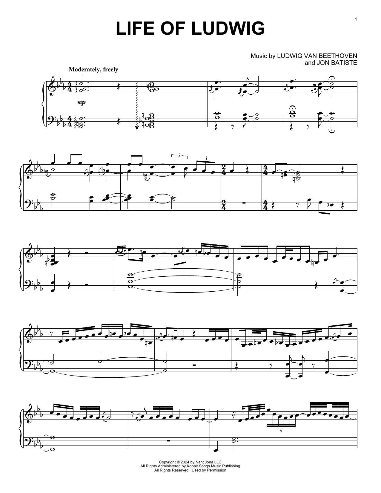 Download Jon Batiste Life Of Ludwig Sheet Music and learn how to play Piano Solo PDF digital score in minutes