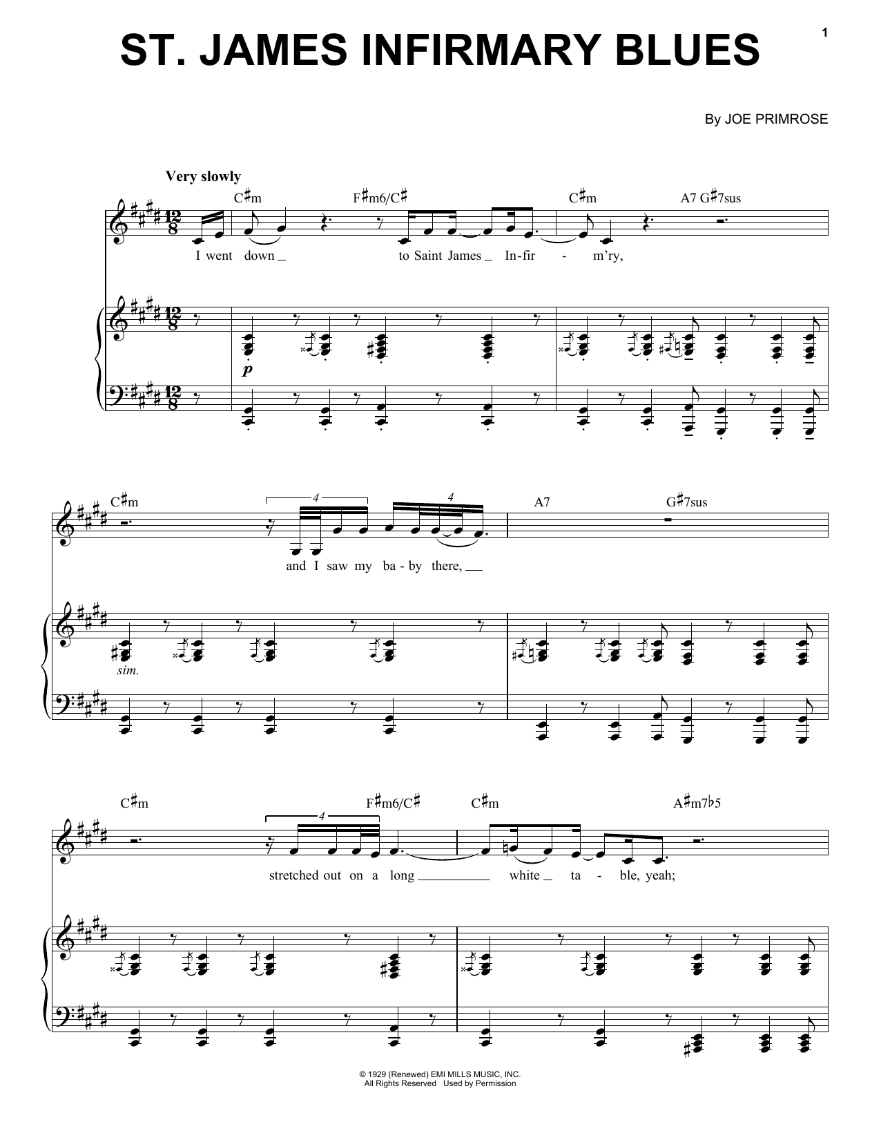 Download Jon Batiste Saint James Infirmary Blues Sheet Music and learn how to play Piano, Vocal & Guitar Chords (Right-Hand Melody) PDF digital score in minutes