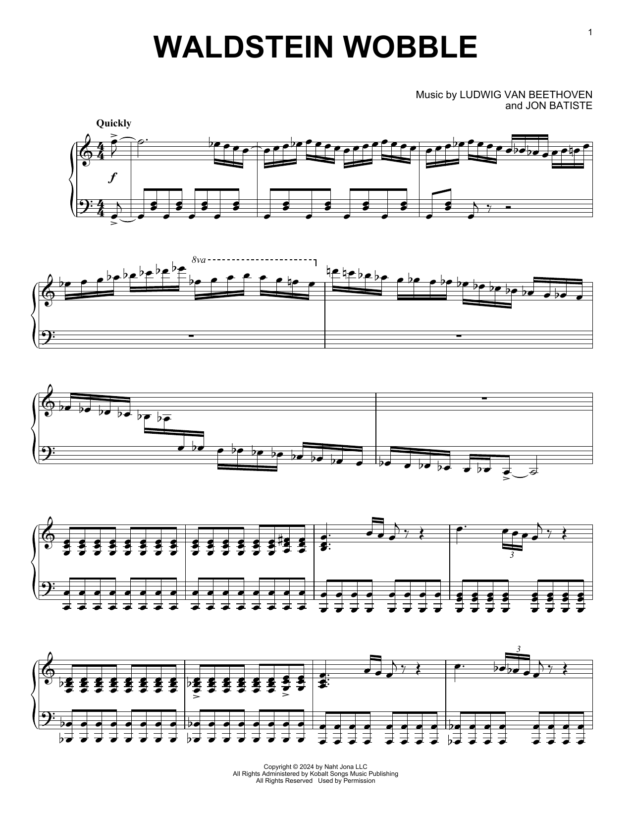 Download Jon Batiste Waldstein Wobble Sheet Music and learn how to play Piano Solo PDF digital score in minutes