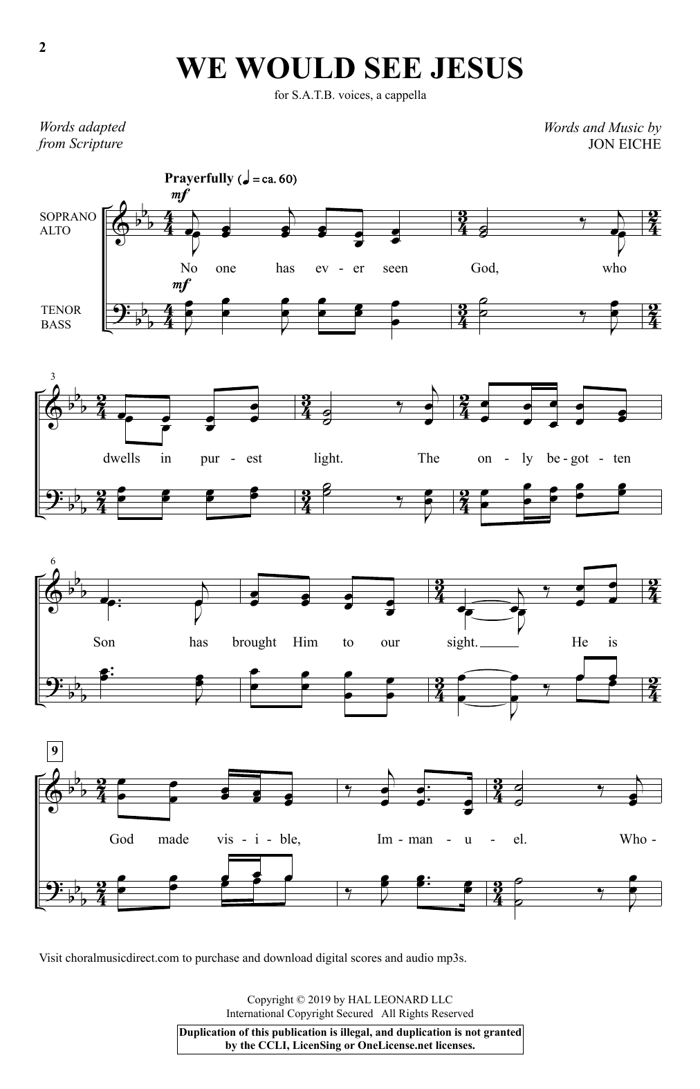 Download Jon Eiche We Would See Jesus Sheet Music and learn how to play SATB Choir PDF digital score in minutes