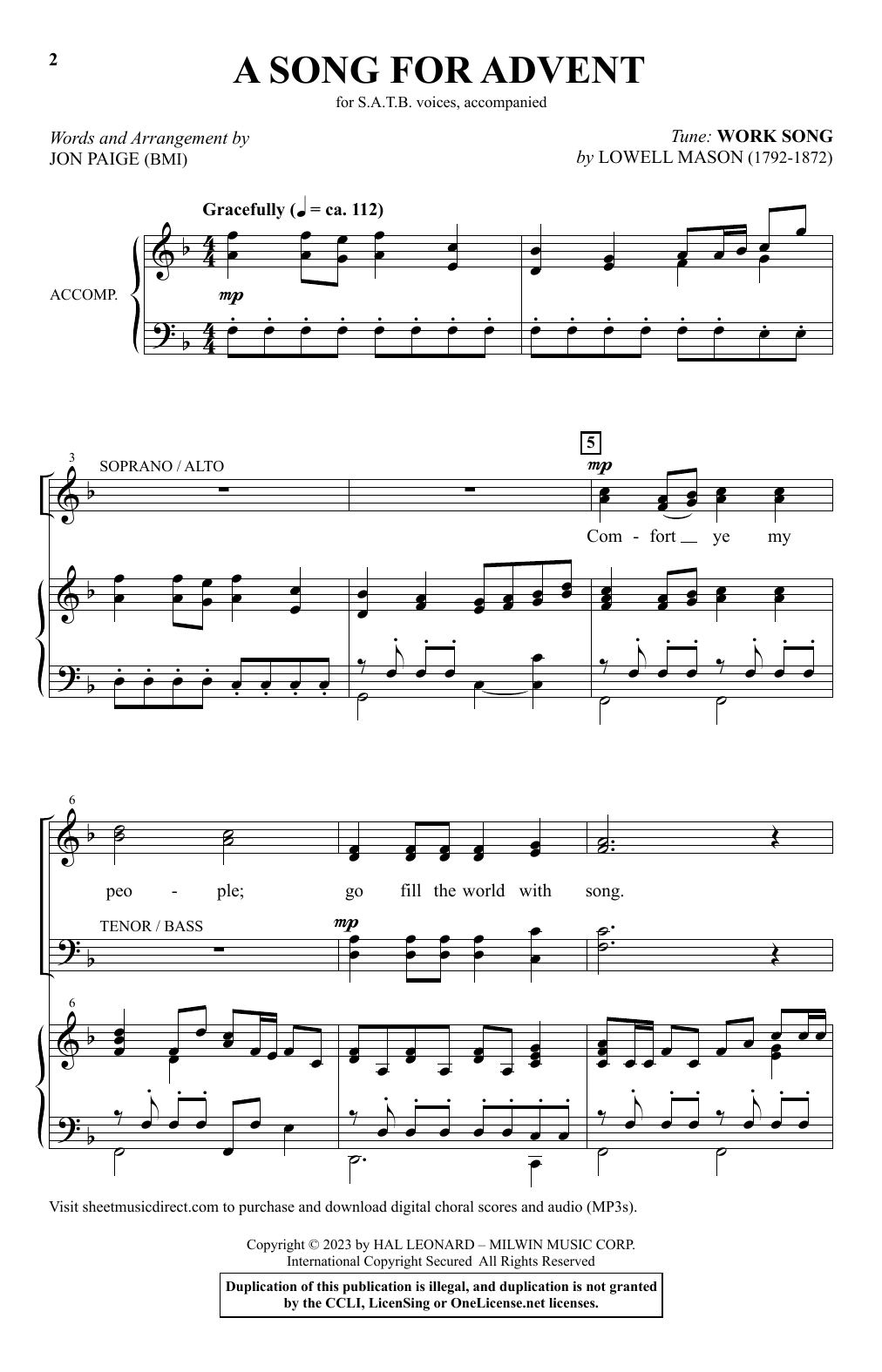 Download Jon Paige A Song For Advent Sheet Music and learn how to play SATB Choir PDF digital score in minutes