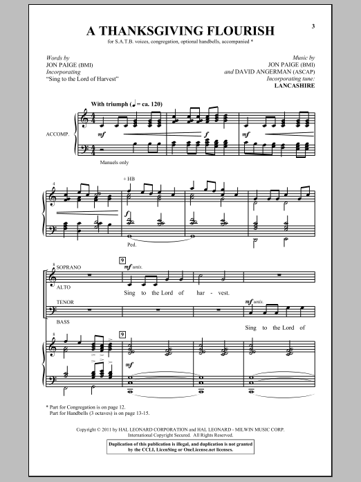 Download Jon Paige A Thanksgiving Flourish Sheet Music and learn how to play SATB PDF digital score in minutes
