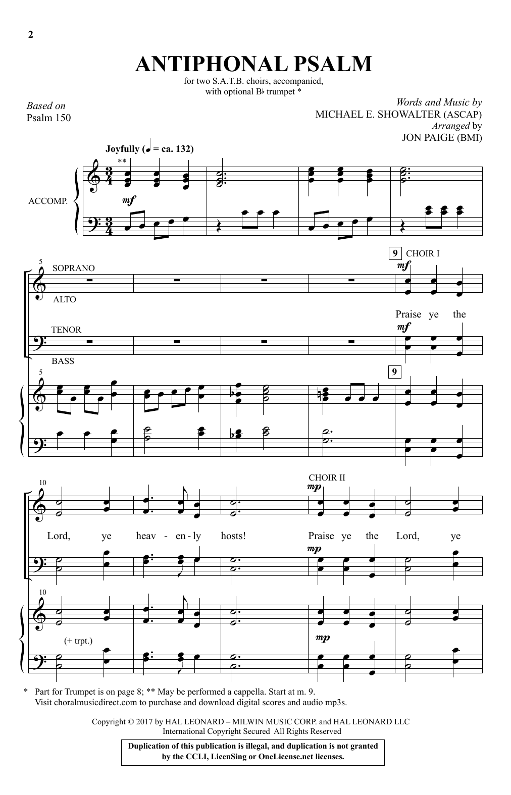 Download Michael Showalter Antiphonal Psalm Sheet Music and learn how to play Choral PDF digital score in minutes