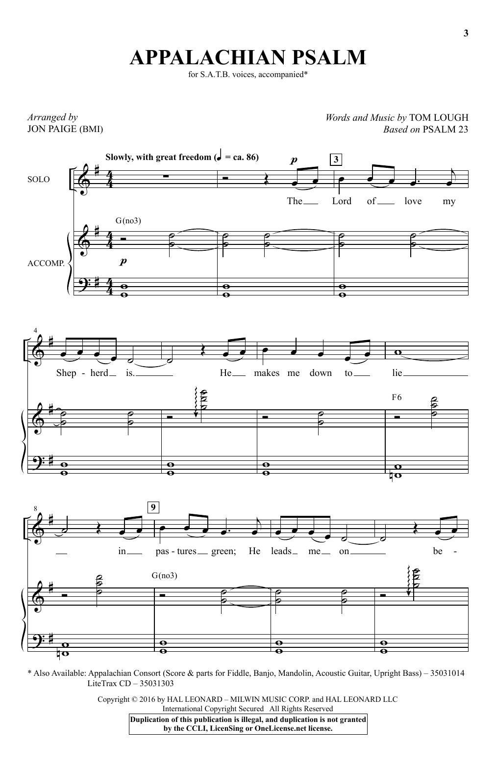 Download Tom Lough Appalachian Psalm (arr. Jon Paige) Sheet Music and learn how to play SATB PDF digital score in minutes