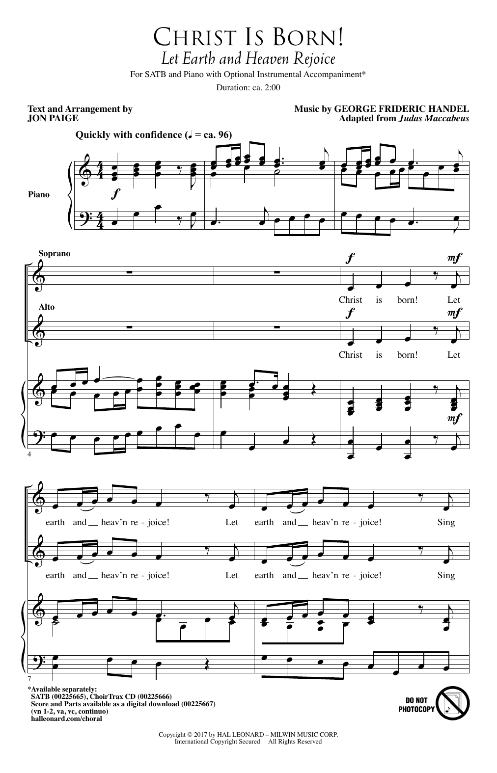 Download Jon Paige Christ Is Born! (Let Heaven And Earth Rejoice) Sheet Music and learn how to play SATB PDF digital score in minutes