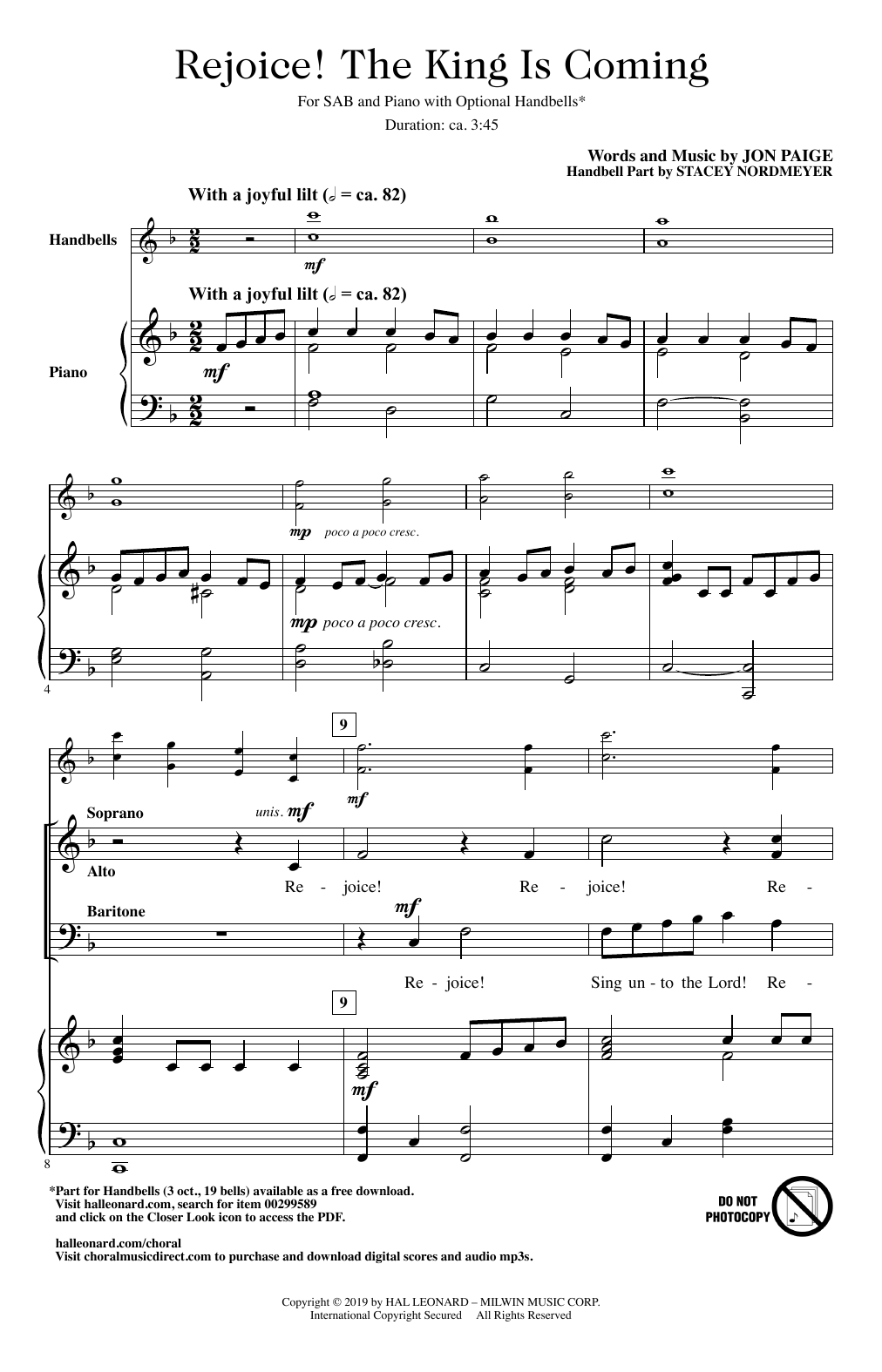 Download Jon Paige Rejoice! The King Is Coming Sheet Music and learn how to play SAB Choir PDF digital score in minutes