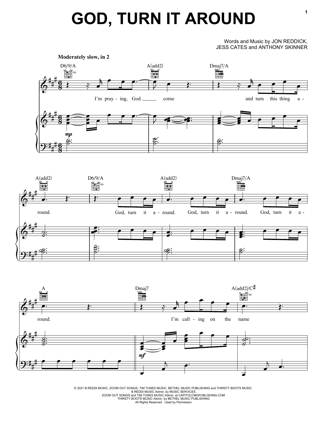 Download Jon Reddick God, Turn It Around Sheet Music and learn how to play Piano, Vocal & Guitar Chords (Right-Hand Melody) PDF digital score in minutes